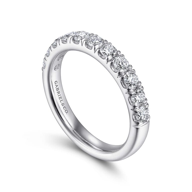 Straight Wedding Ring in 14k White Gold with Round Natural Diamond at Gabriel & Co. - Shot 3