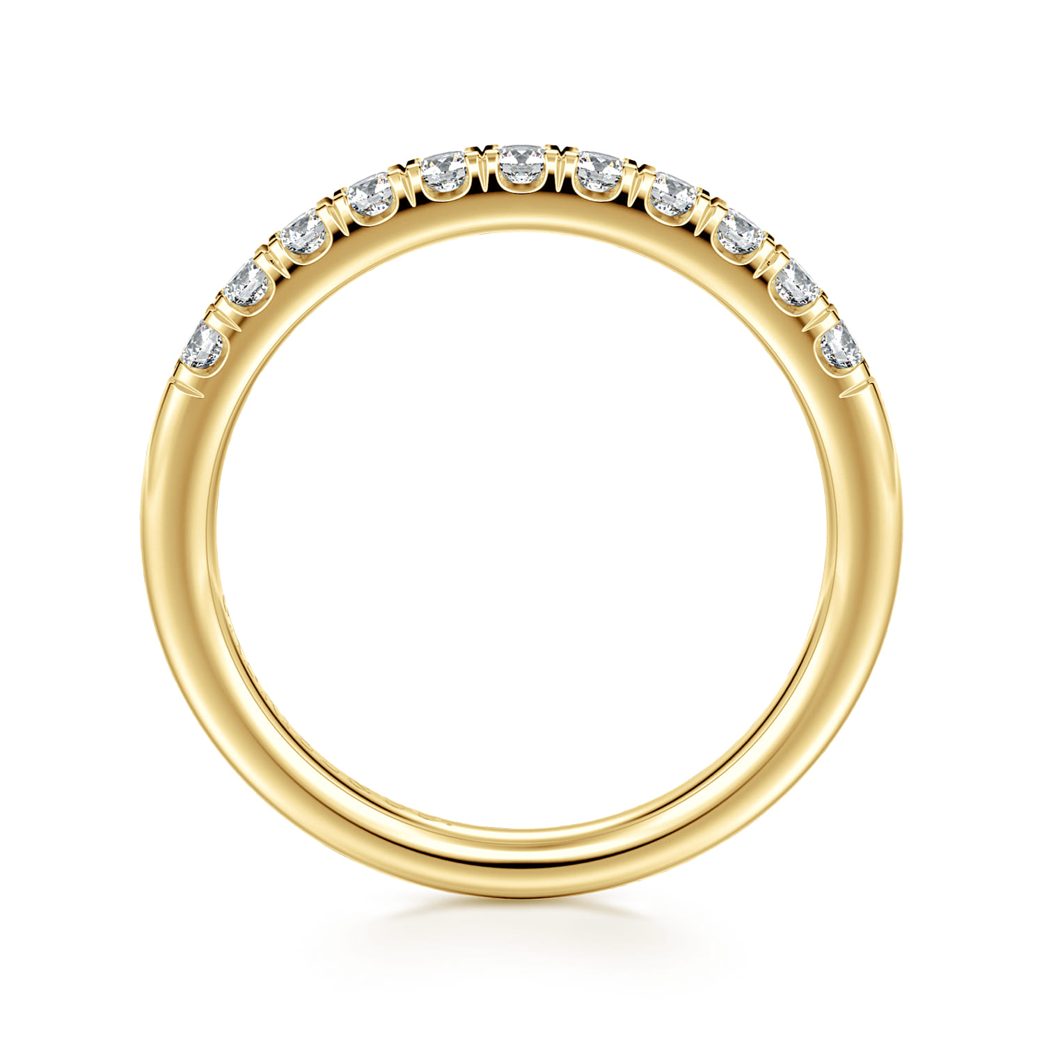 Straight Wedding Ring in 14k Yellow Gold with Round Natural Diamond at Gabriel & Co. - Shot 2
