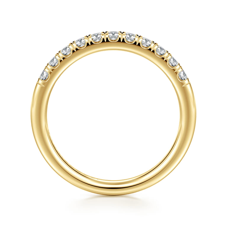 Straight Wedding Ring in 14k Yellow Gold with Round Natural Diamond at Gabriel & Co. - Shot 2