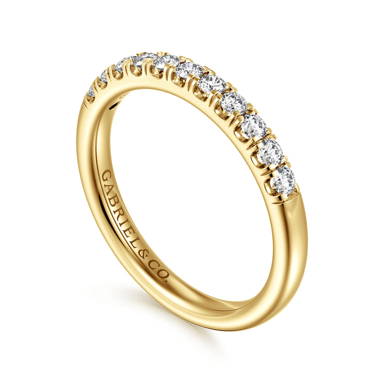Straight Wedding Ring in 14k Yellow Gold with Round Natural Diamond at Gabriel & Co. - Shot 3