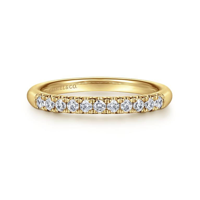 Straight Wedding Ring in 14k Yellow Gold with Round Natural Diamond at Gabriel & Co. - Shot 1