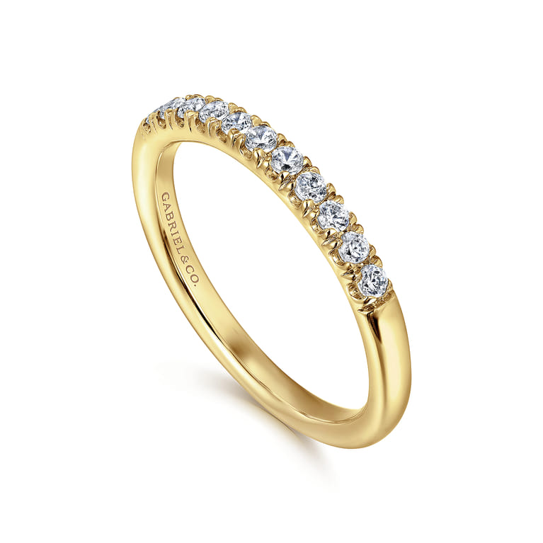 Straight Wedding Ring in 14k Yellow Gold with Round Natural Diamond at Gabriel & Co. - Shot 3