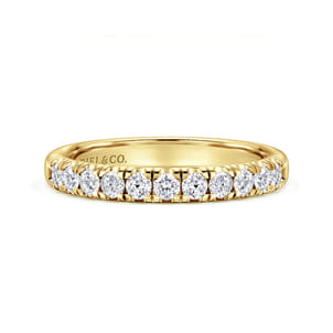 Portofino - 14K Yellow Gold 11 Stone French Pave Diamond Wedding Band