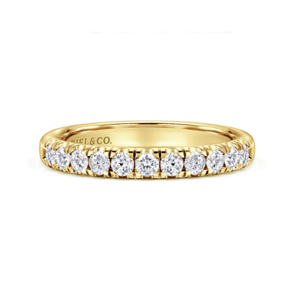 Portofino - 14K Yellow Gold 11 Stone French Pave Diamond Wedding Band