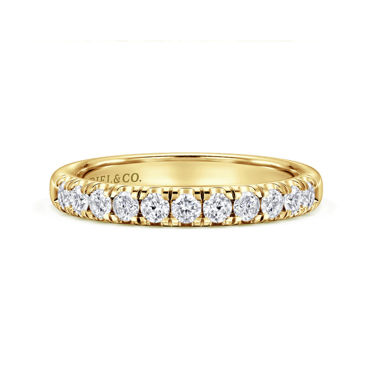 Straight Wedding Ring in 14k Yellow Gold with Round Natural Diamond at Gabriel & Co. - Shot 1