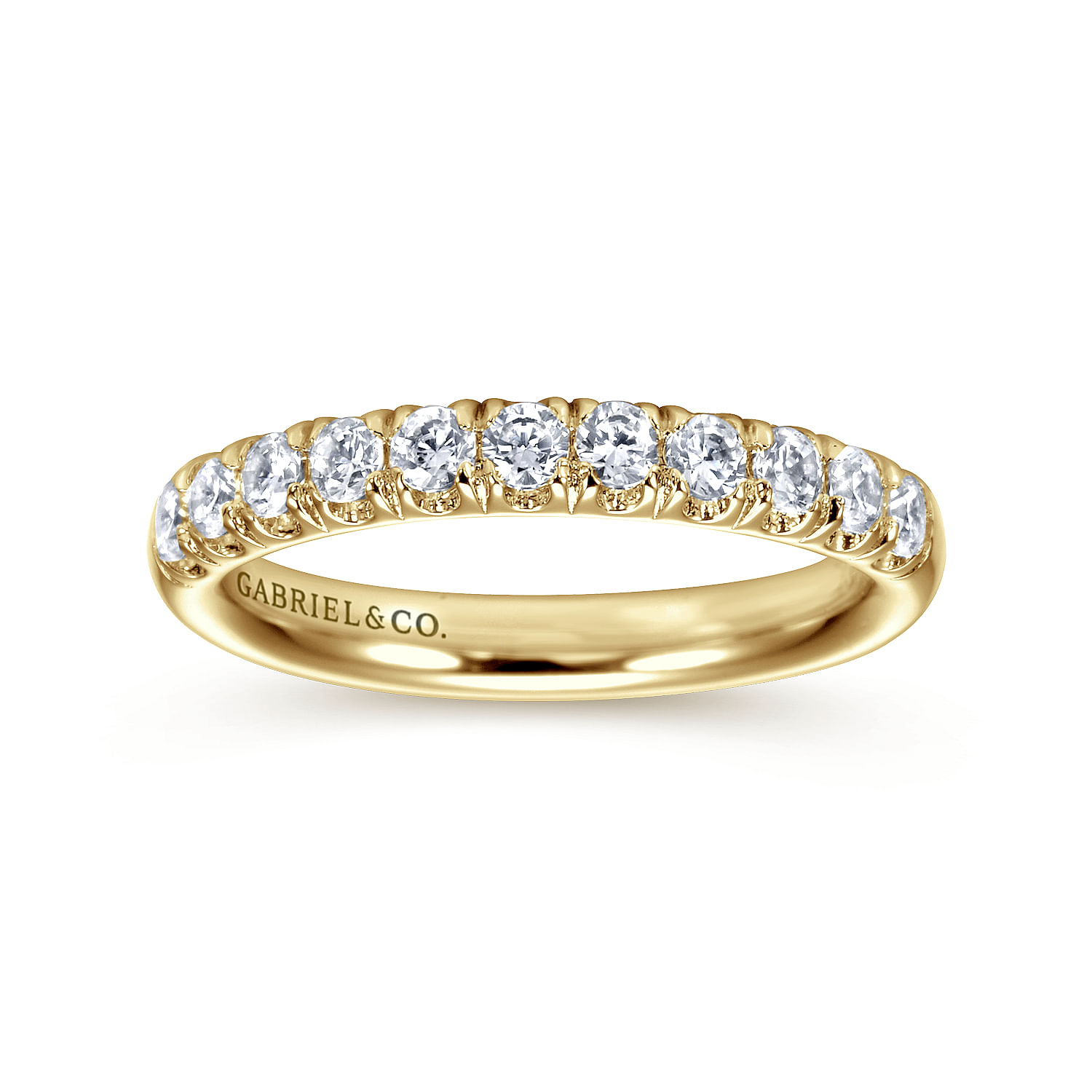 Portofino - 14K Yellow Gold 11 Stone French Pave Diamond Wedding Band