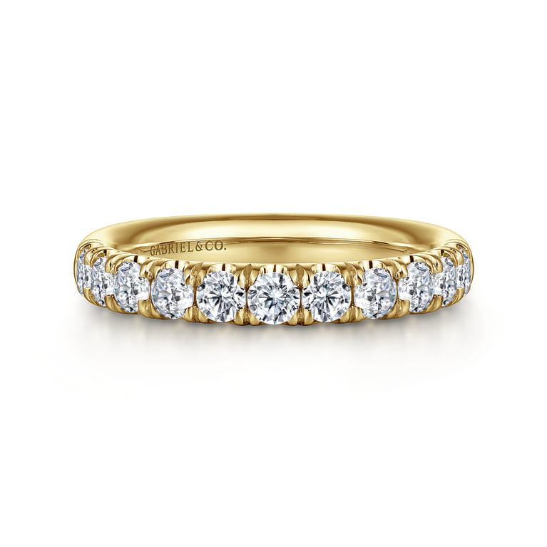 Straight Wedding Ring in 14k Yellow Gold with Round Natural Diamond at Gabriel & Co. - Shot 1