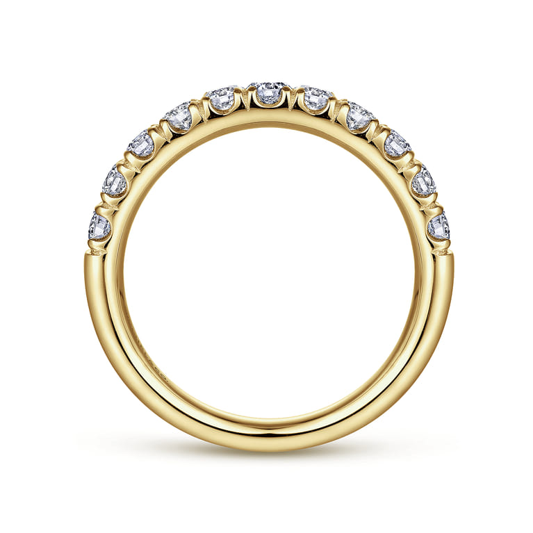 Straight Wedding Ring in 14k Yellow Gold with Round Natural Diamond at Gabriel & Co. - Shot 2