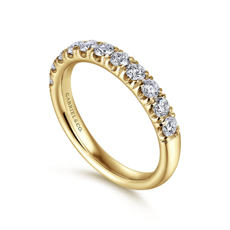 Straight Wedding Ring in 14k Yellow Gold with Round Natural Diamond at Gabriel & Co. - Shot 3