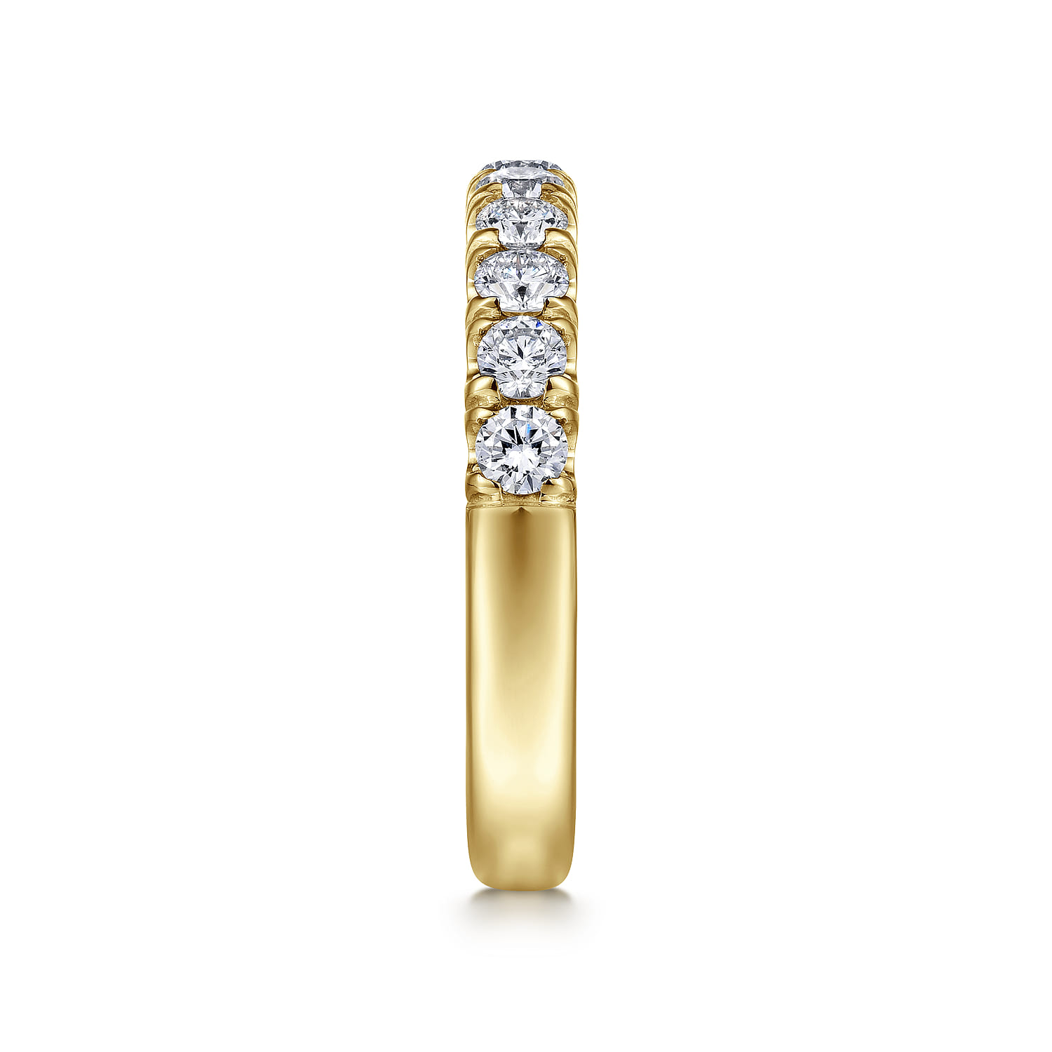 Straight Wedding Ring in 14k Yellow Gold with Round Natural Diamond at Gabriel & Co. - Shot 4