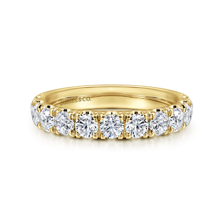 Straight Wedding Ring in 14k Yellow Gold with Round Natural Diamond at Gabriel & Co. - Shot 1