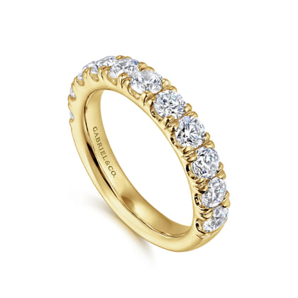 Portofino - 14K Yellow Gold 11 Stone French Pave Set Diamond Wedding Band