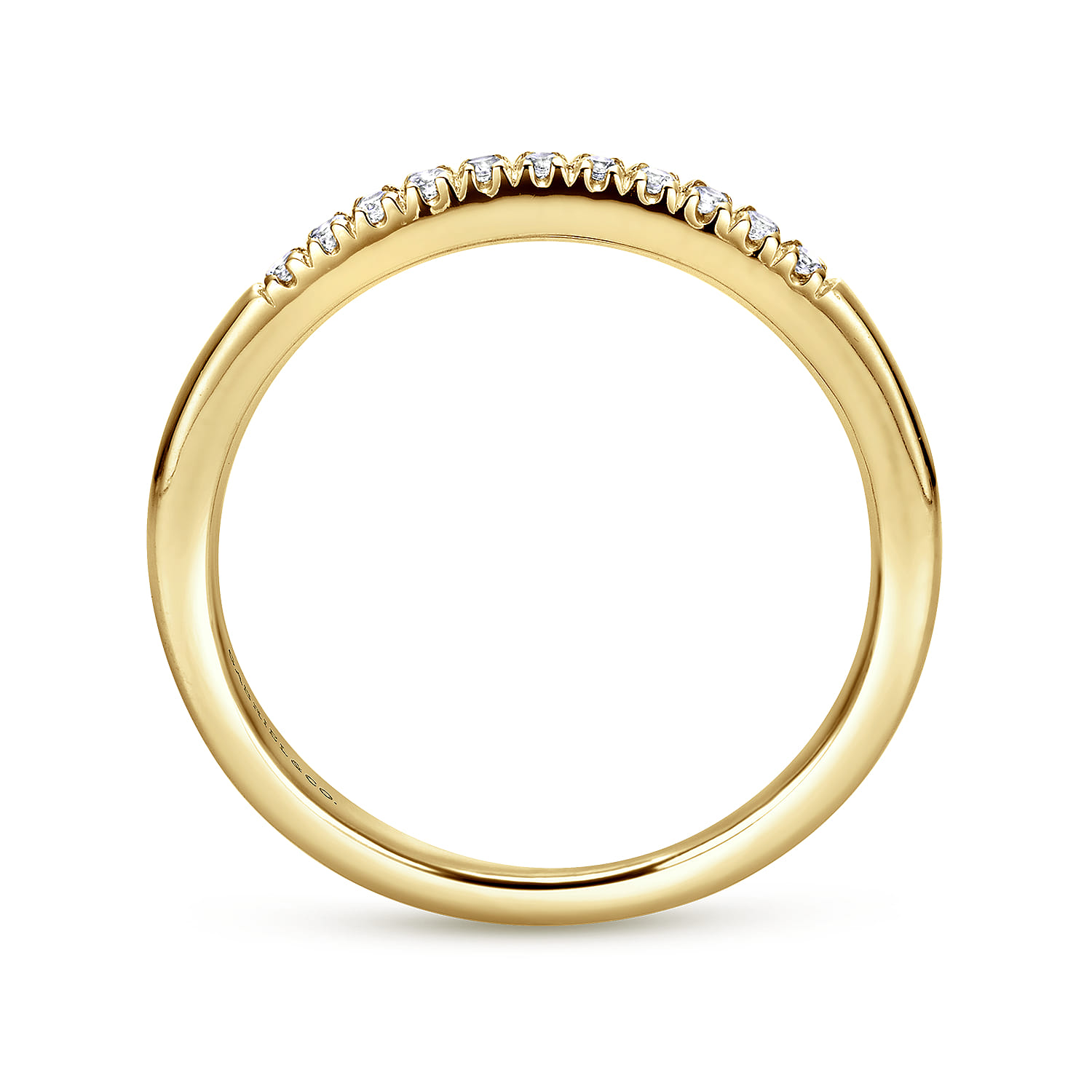 Straight Wedding Ring in 14k Yellow Gold with Round Natural Diamond at Gabriel & Co. - Shot 2