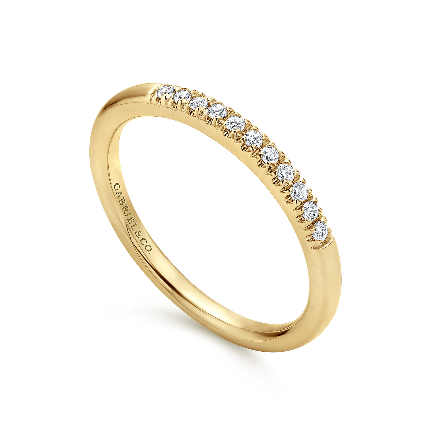 Straight Wedding Ring in 14k Yellow Gold with Round Natural Diamond at Gabriel & Co. - Shot 3