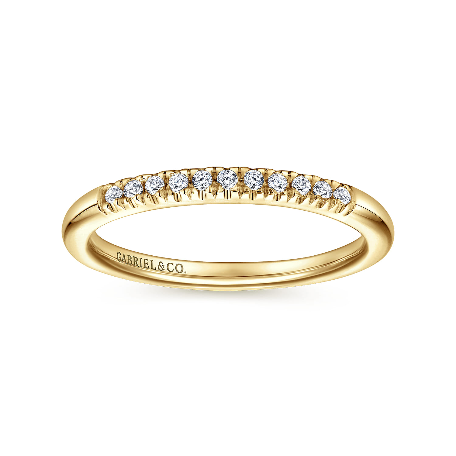 Straight Wedding Ring in 14k Yellow Gold with Round Natural Diamond at Gabriel & Co. - Shot 4