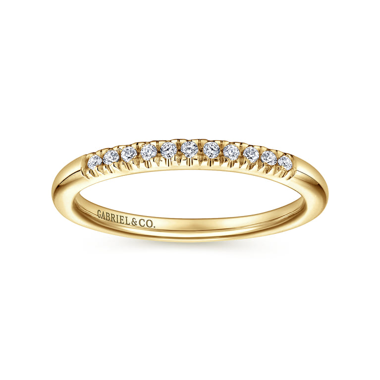 Straight Wedding Ring in 14k Yellow Gold with Round Natural Diamond at Gabriel & Co. - Shot 4