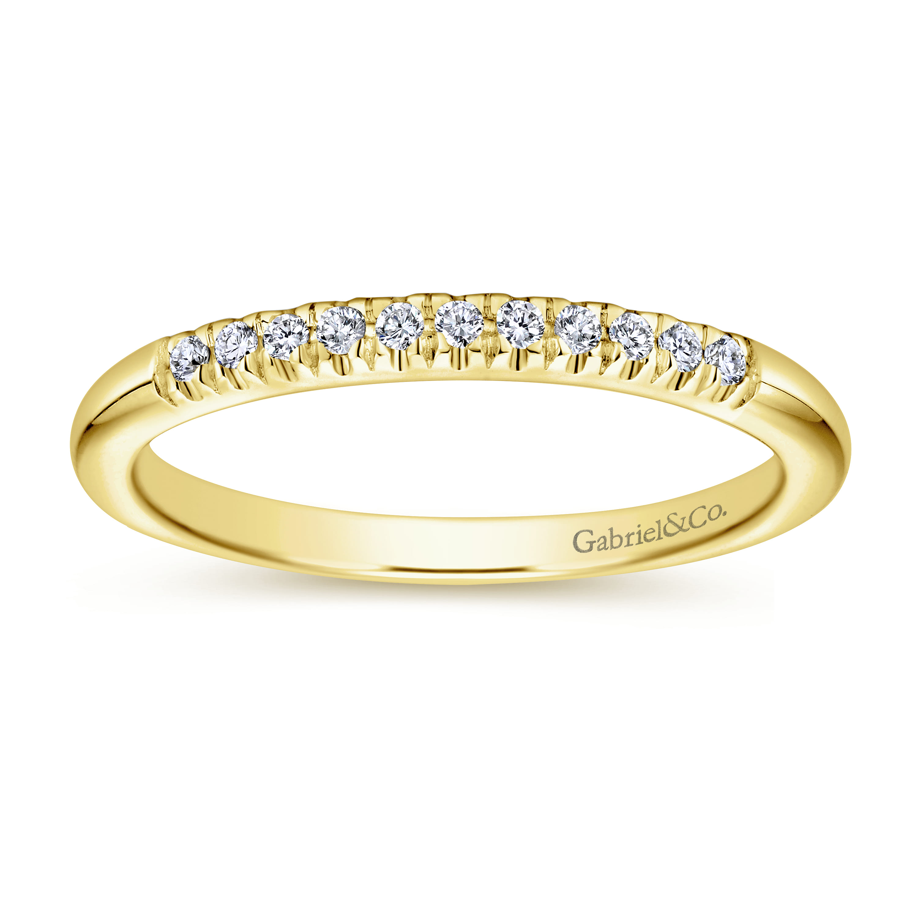 Straight Wedding Ring in 14k Yellow Gold with Round Natural Diamond at Gabriel & Co. - Shot 5