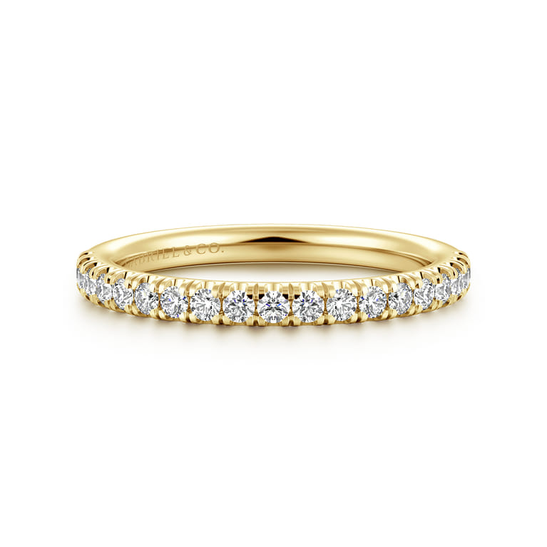 Straight Wedding Ring in 14k Yellow Gold with Round Natural Diamond at Gabriel & Co. - Shot 1