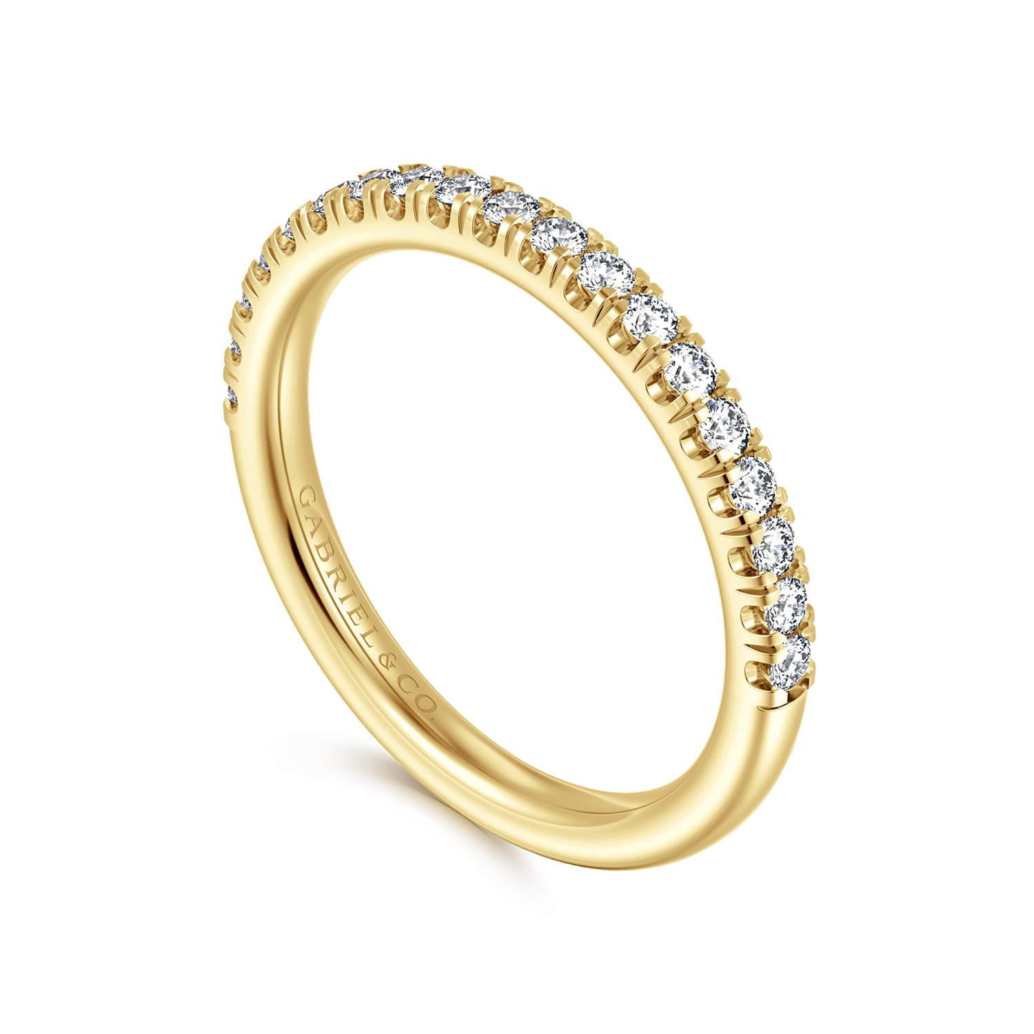 Straight Wedding Ring in 14k Yellow Gold with Round Natural Diamond at Gabriel & Co. - Shot 3