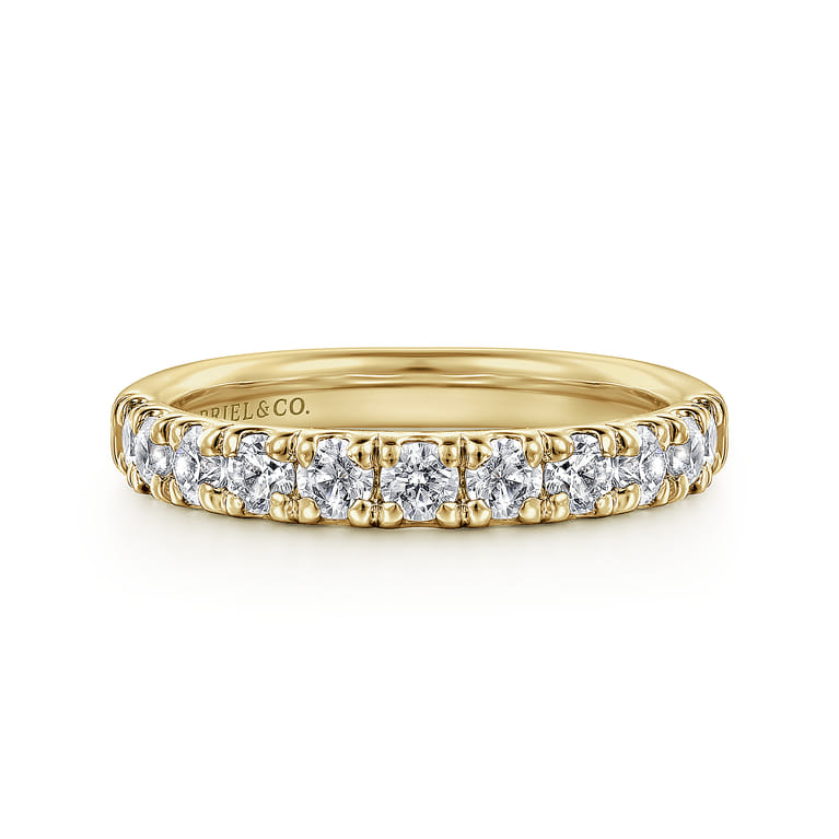 Straight Wedding Ring in 14k Yellow Gold with Round Natural Diamond at Gabriel & Co. - Shot 1