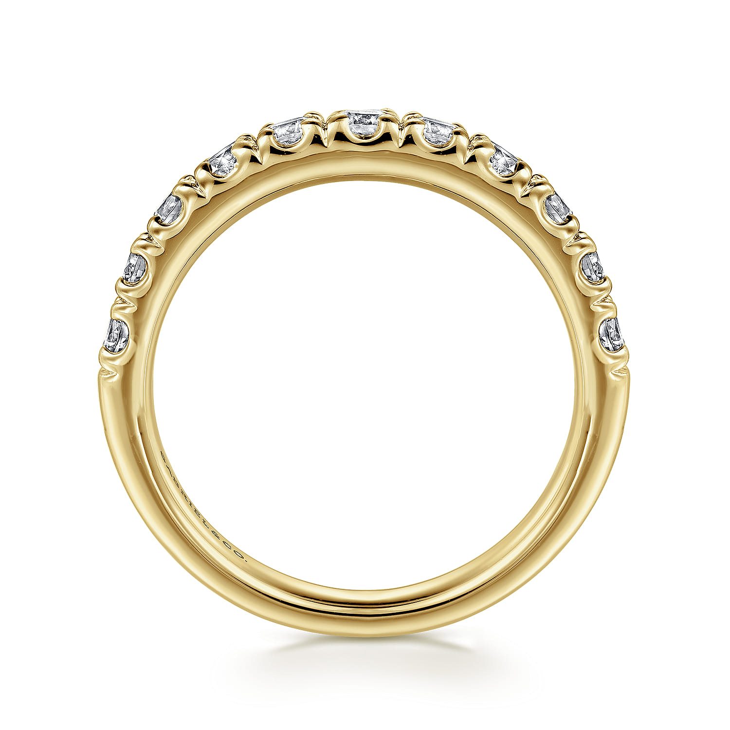 Straight Wedding Ring in 14k Yellow Gold with Round Natural Diamond at Gabriel & Co. - Shot 2