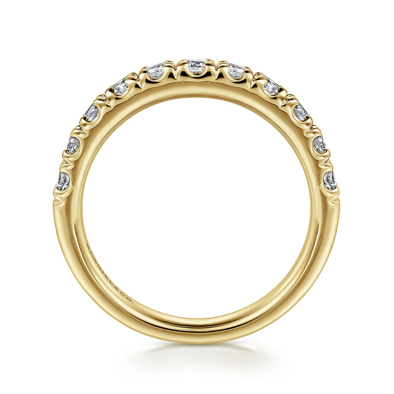 Straight Wedding Ring in 14k Yellow Gold with Round Natural Diamond at Gabriel & Co. - Shot 2