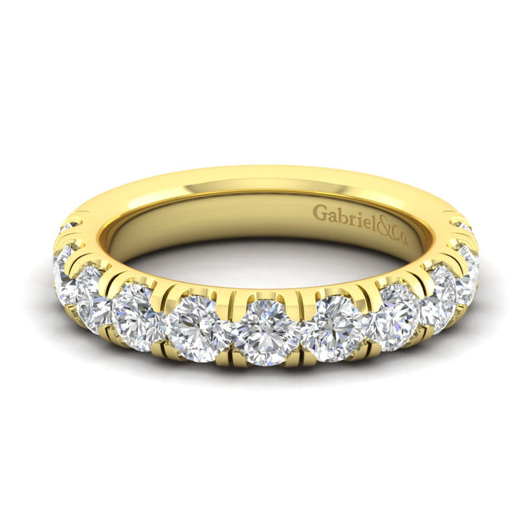 Straight Wedding Ring in 14k Yellow Gold with Round Natural Diamond at Gabriel & Co. - Shot 1