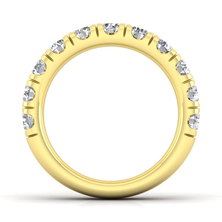 Straight Wedding Ring in 14k Yellow Gold with Round Natural Diamond at Gabriel & Co. - Shot 2