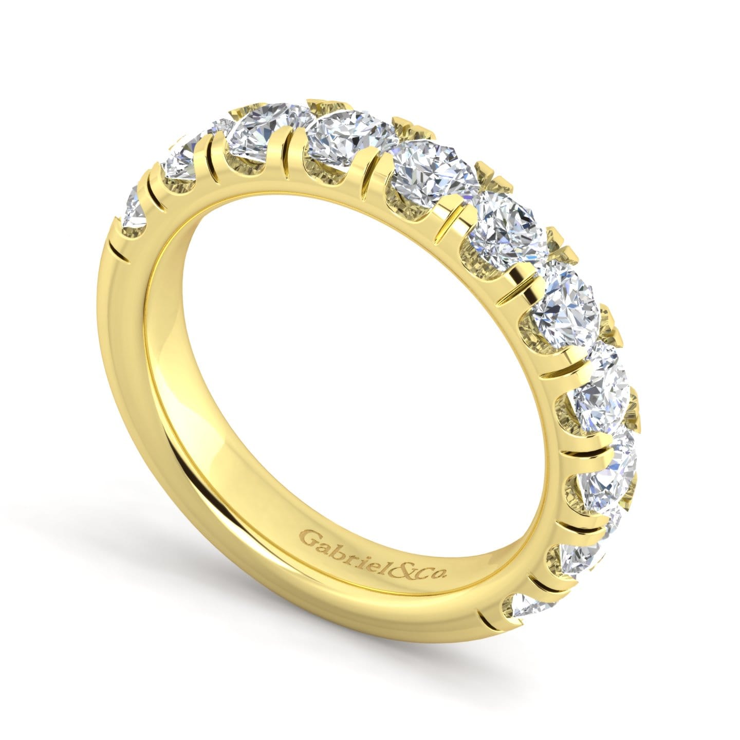 Straight Wedding Ring in 14k Yellow Gold with Round Natural Diamond at Gabriel & Co. - Shot 3