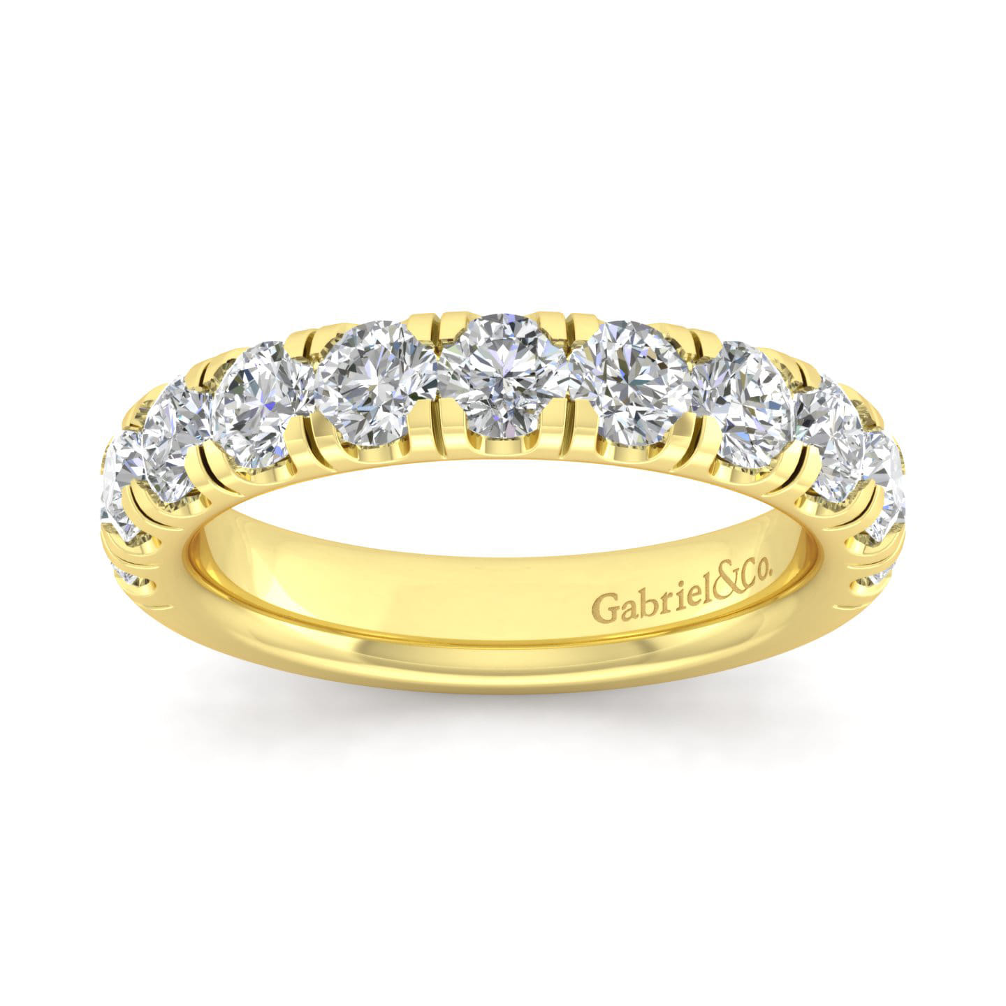Straight Wedding Ring in 14k Yellow Gold with Round Natural Diamond at Gabriel & Co. - Shot 4