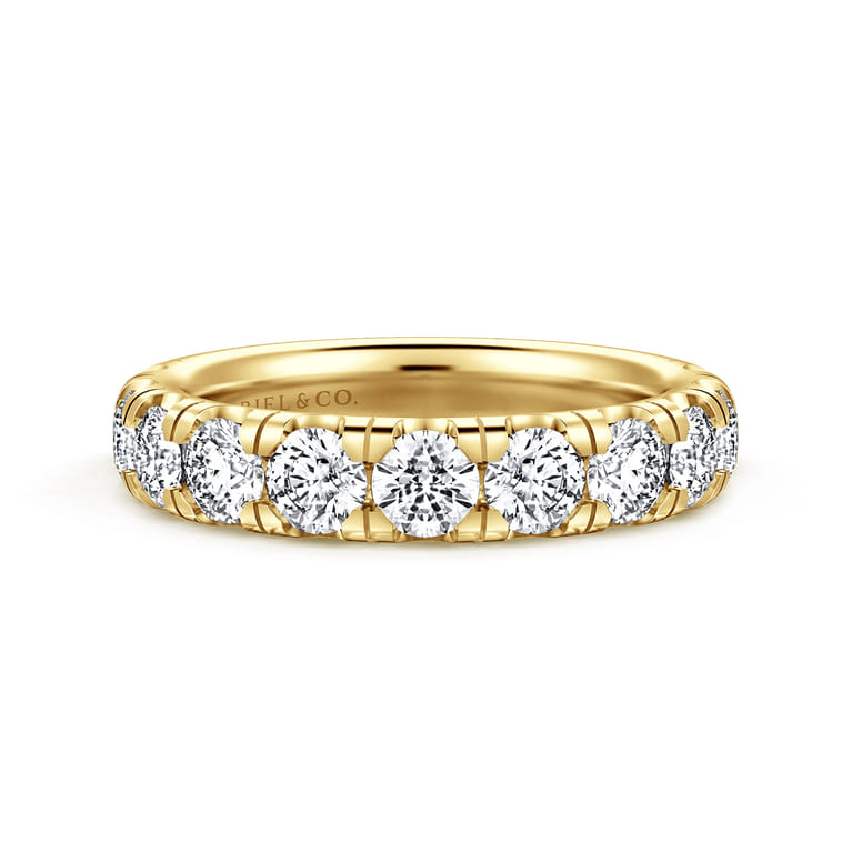 Straight Wedding Ring in 14k Yellow Gold with Round Natural Diamond at Gabriel & Co. - Shot 1