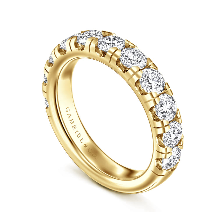 Straight Wedding Ring in 14k Yellow Gold with Round Natural Diamond at Gabriel & Co. - Shot 3