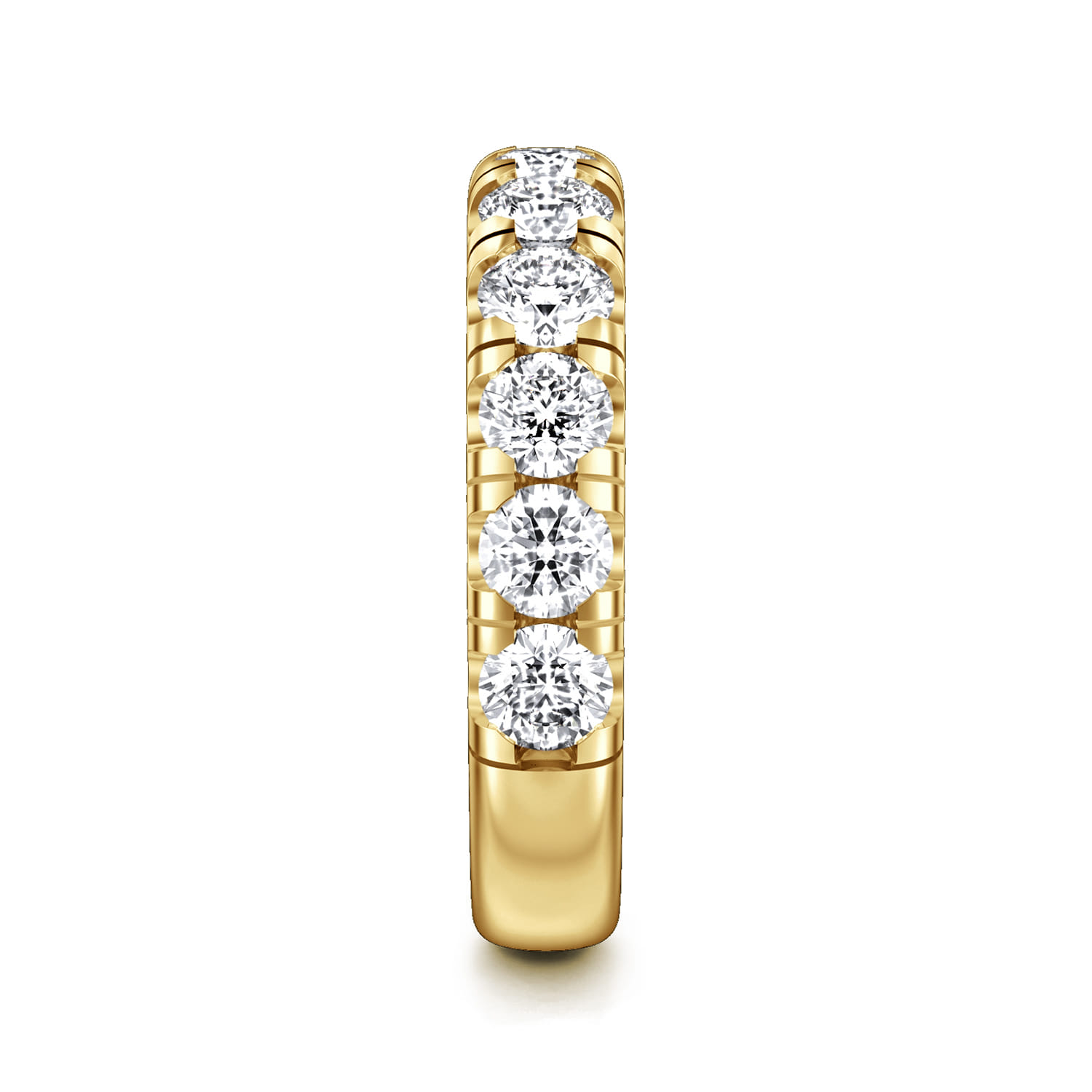 Straight Wedding Ring in 14k Yellow Gold with Round Natural Diamond at Gabriel & Co. - Shot 4