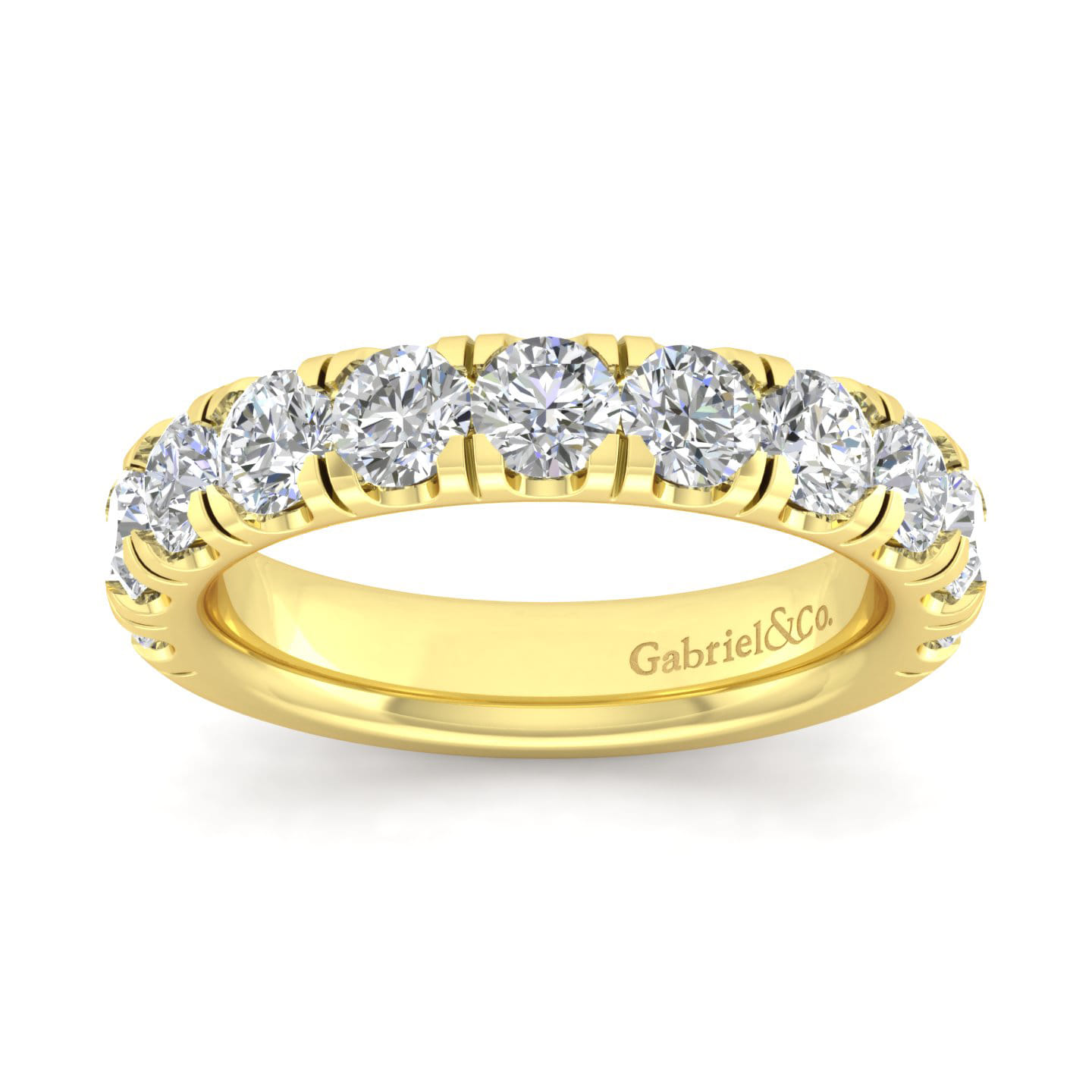 Straight Wedding Ring in 14k Yellow Gold with Round Natural Diamond at Gabriel & Co. - Shot 5