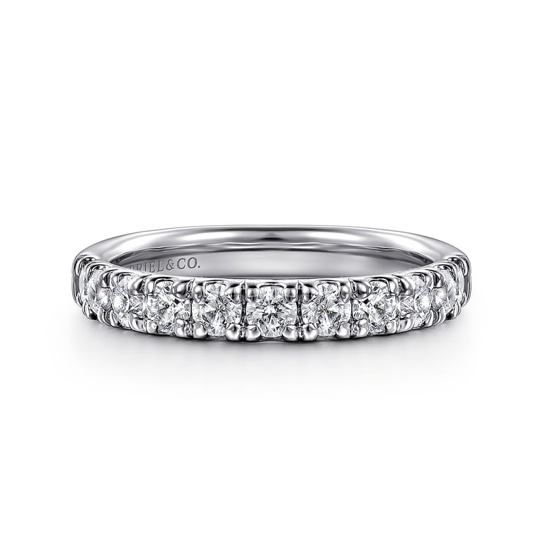 Straight Wedding Ring in Platinum with Round Natural Diamond at Gabriel & Co. - Shot 1