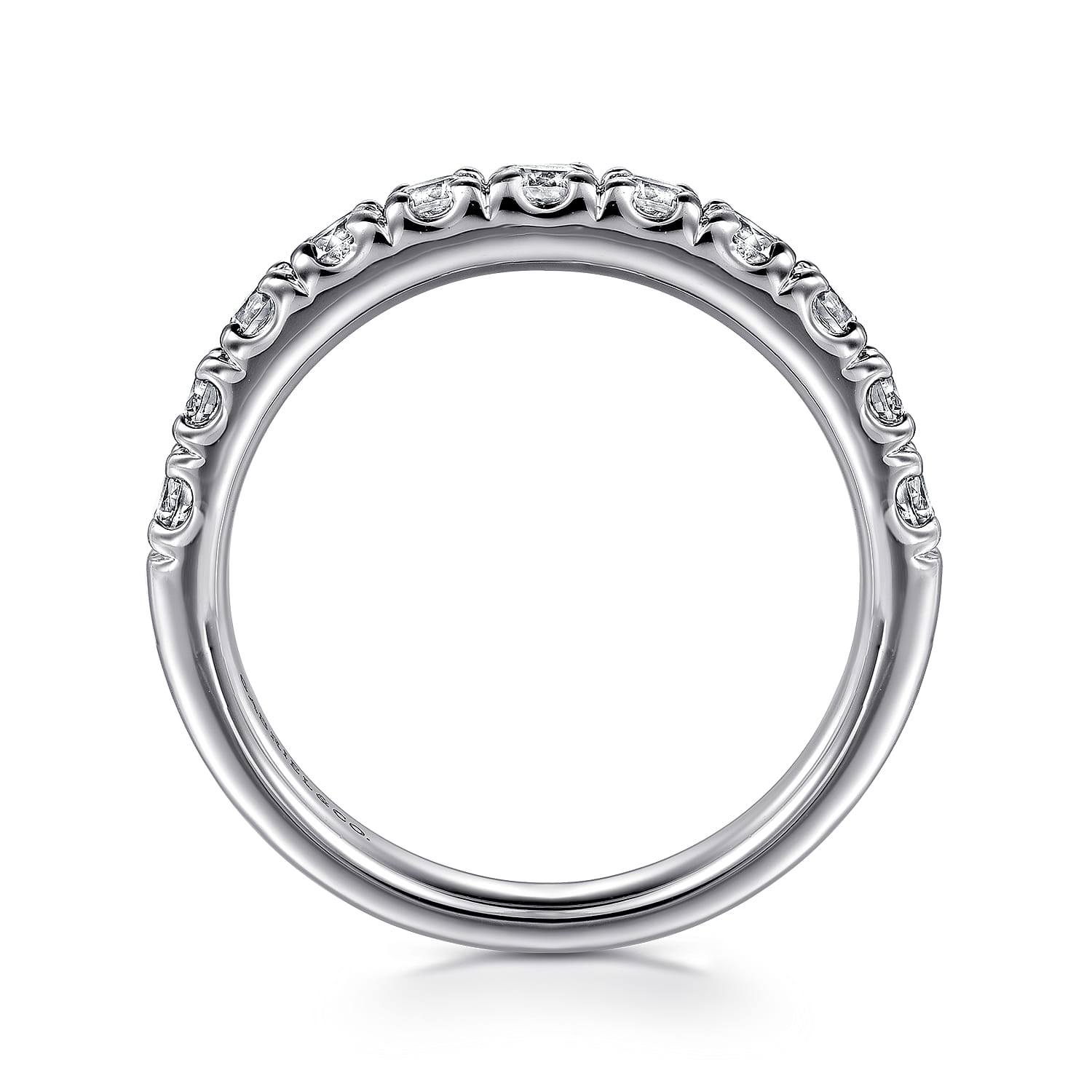 Straight Wedding Ring in Platinum with Round Natural Diamond at Gabriel & Co. - Shot 2
