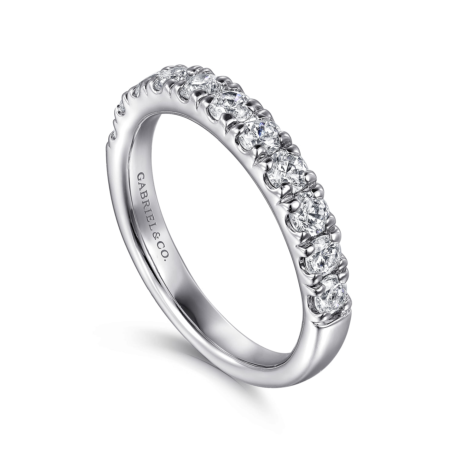 Straight Wedding Ring in Platinum with Round Natural Diamond at Gabriel & Co. - Shot 3