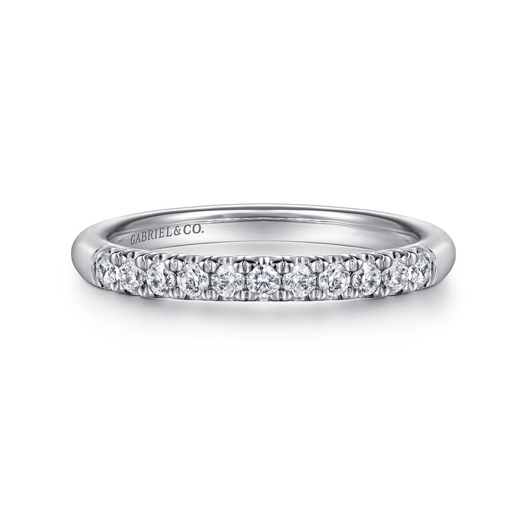 Straight Wedding Ring in Platinum with Round Natural Diamond at Gabriel & Co. - Shot 1