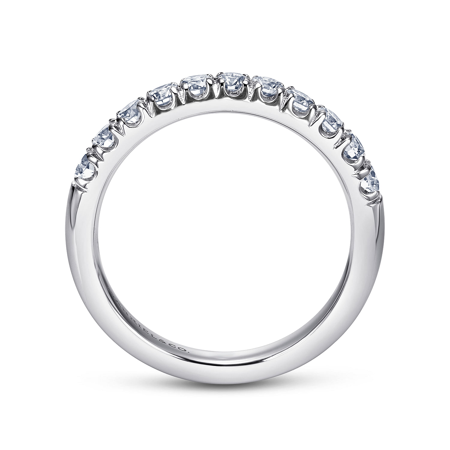 Straight Wedding Ring in Platinum with Round Natural Diamond at Gabriel & Co. - Shot 2