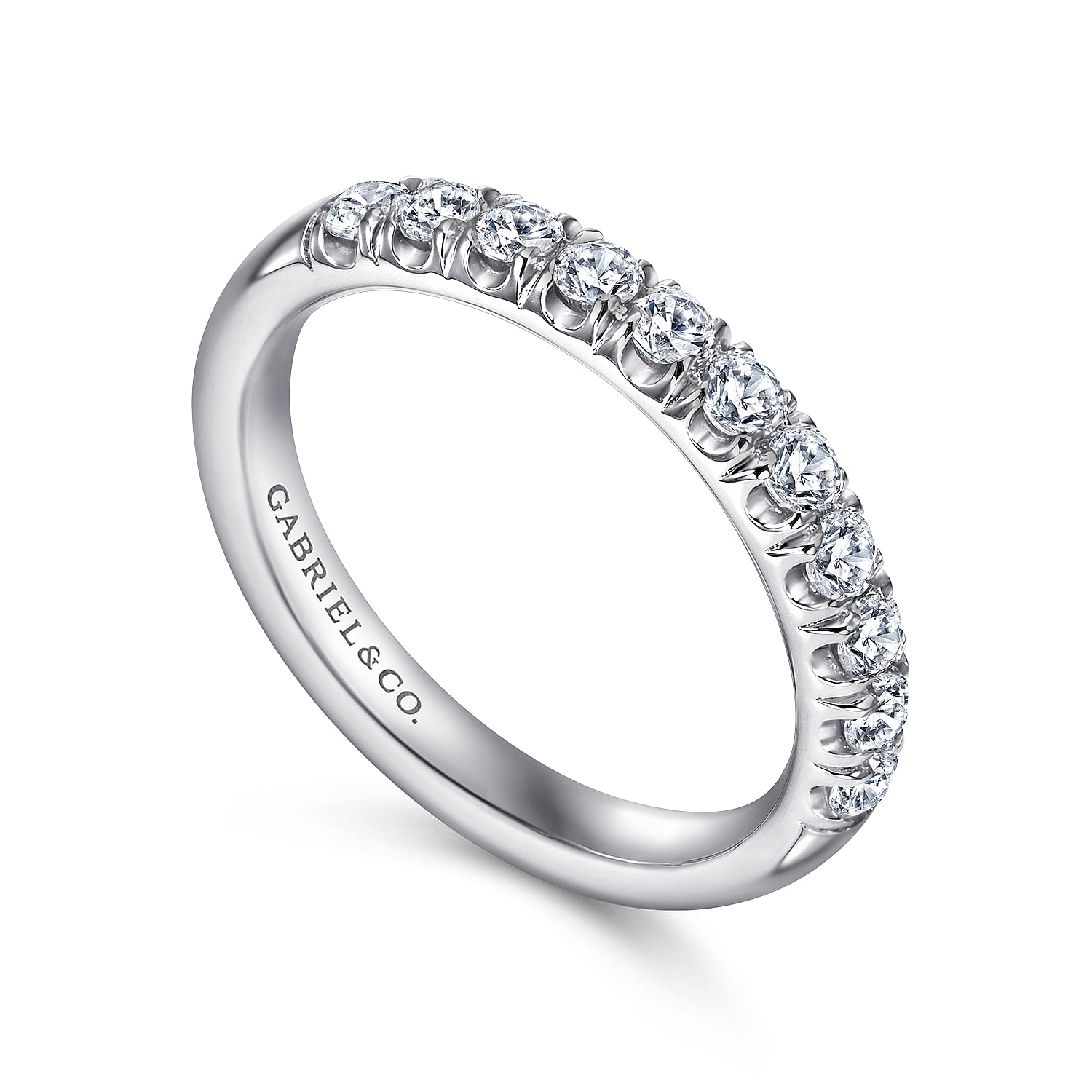 Straight Wedding Ring in Platinum with Round Natural Diamond at Gabriel & Co. - Shot 3