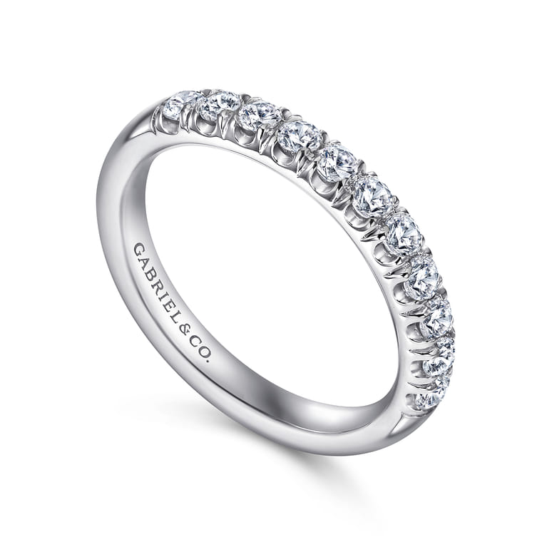 Straight Wedding Ring in Platinum with Round Natural Diamond at Gabriel & Co. - Shot 3