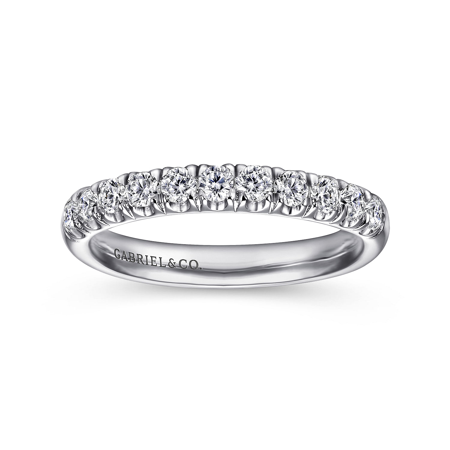 Straight Wedding Ring in Platinum with Round Natural Diamond at Gabriel & Co. - Shot 4