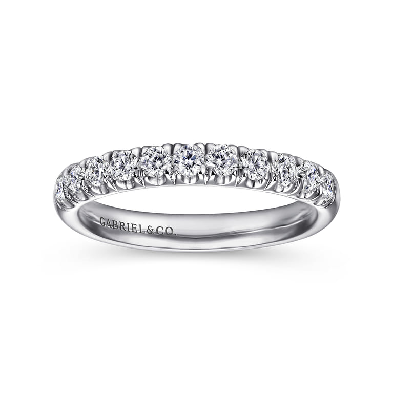 Straight Wedding Ring in Platinum with Round Natural Diamond at Gabriel & Co. - Shot 4