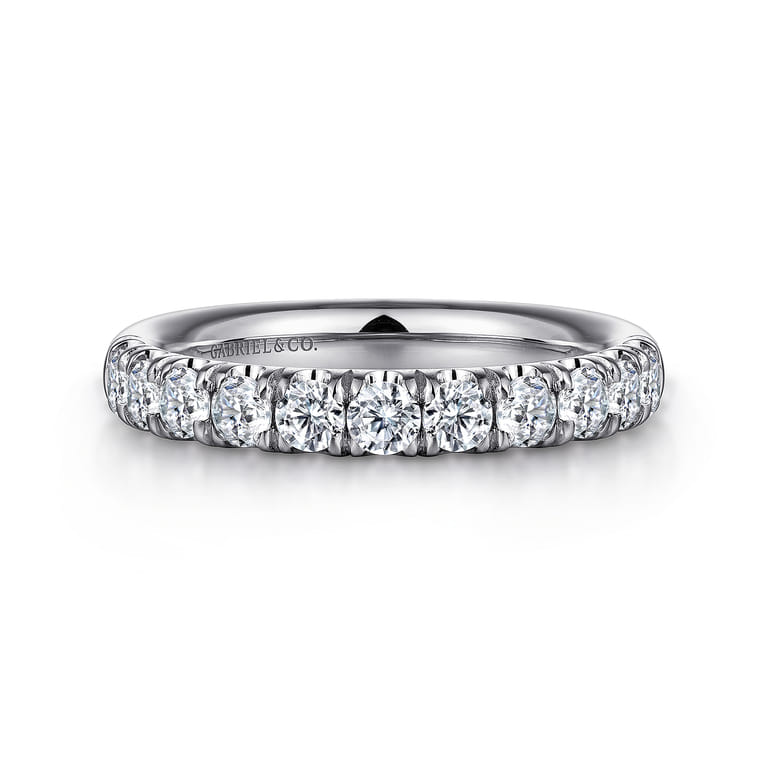 Straight Wedding Ring in Platinum with Round Natural Diamond at Gabriel & Co. - Shot 1