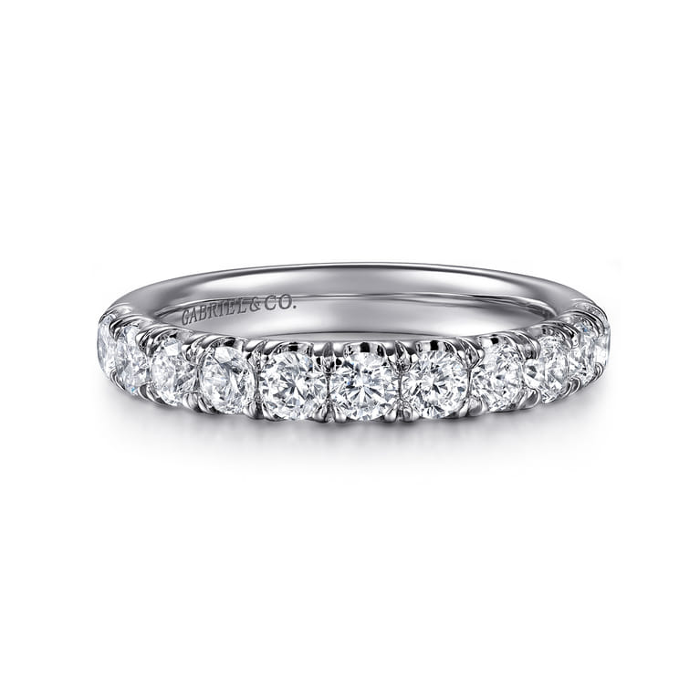 Straight Wedding Ring in Platinum with Round Natural Diamond at Gabriel & Co. - Shot 1