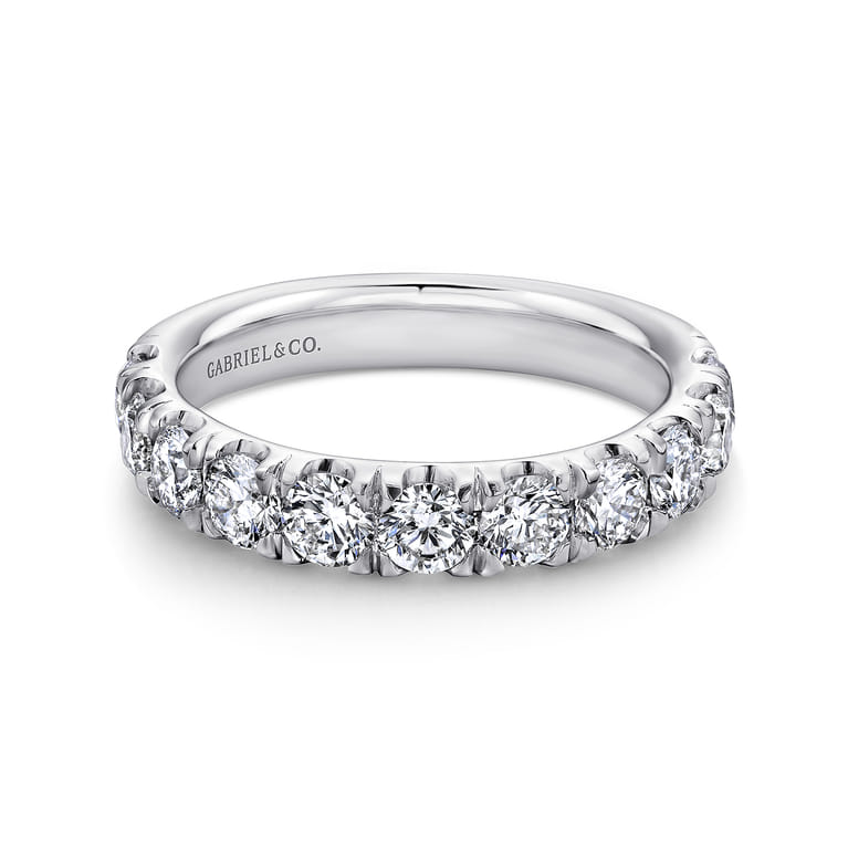 Straight Wedding Ring in Platinum with Round Natural Diamond at Gabriel & Co. - Shot 1