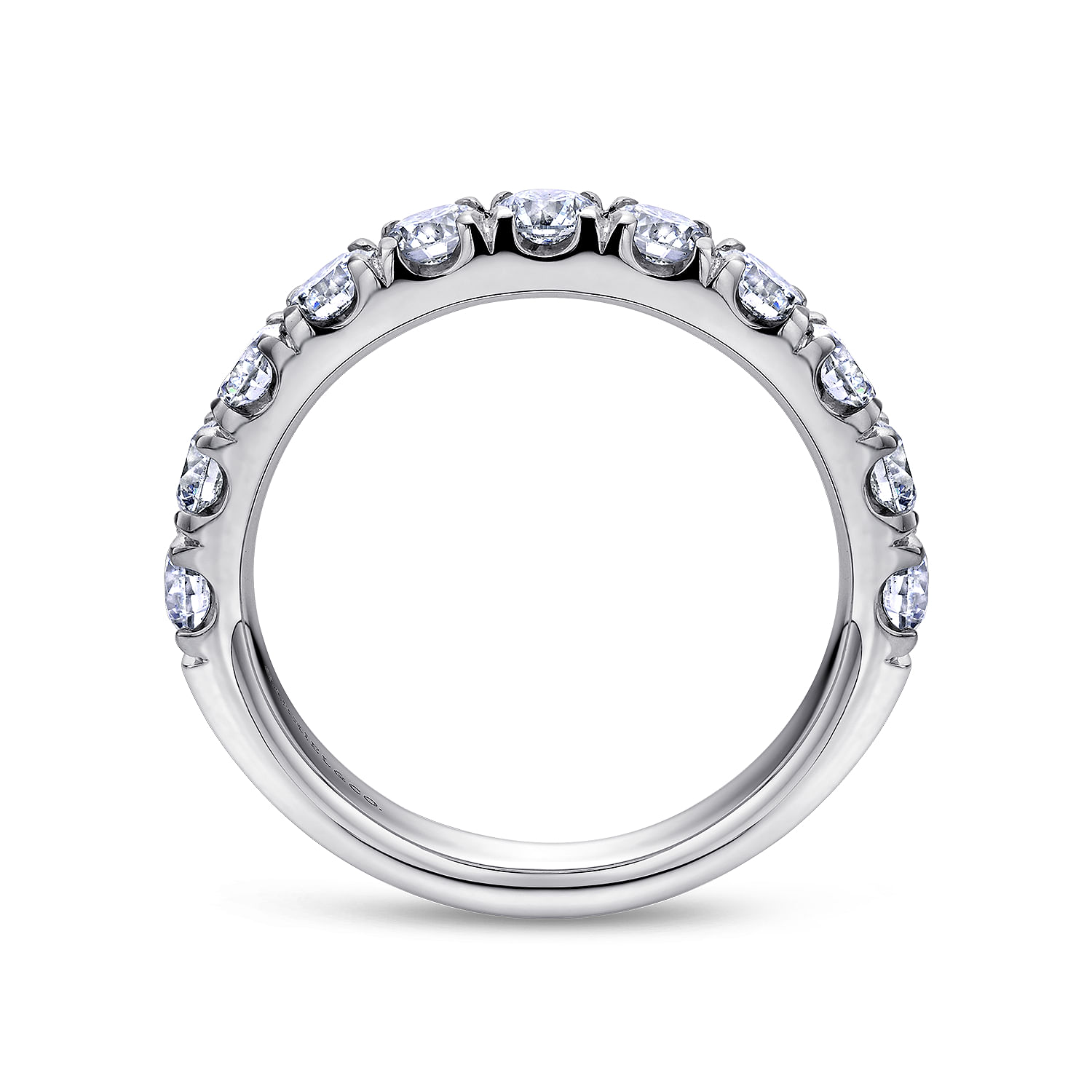 Straight Wedding Ring in Platinum with Round Natural Diamond at Gabriel & Co. - Shot 2