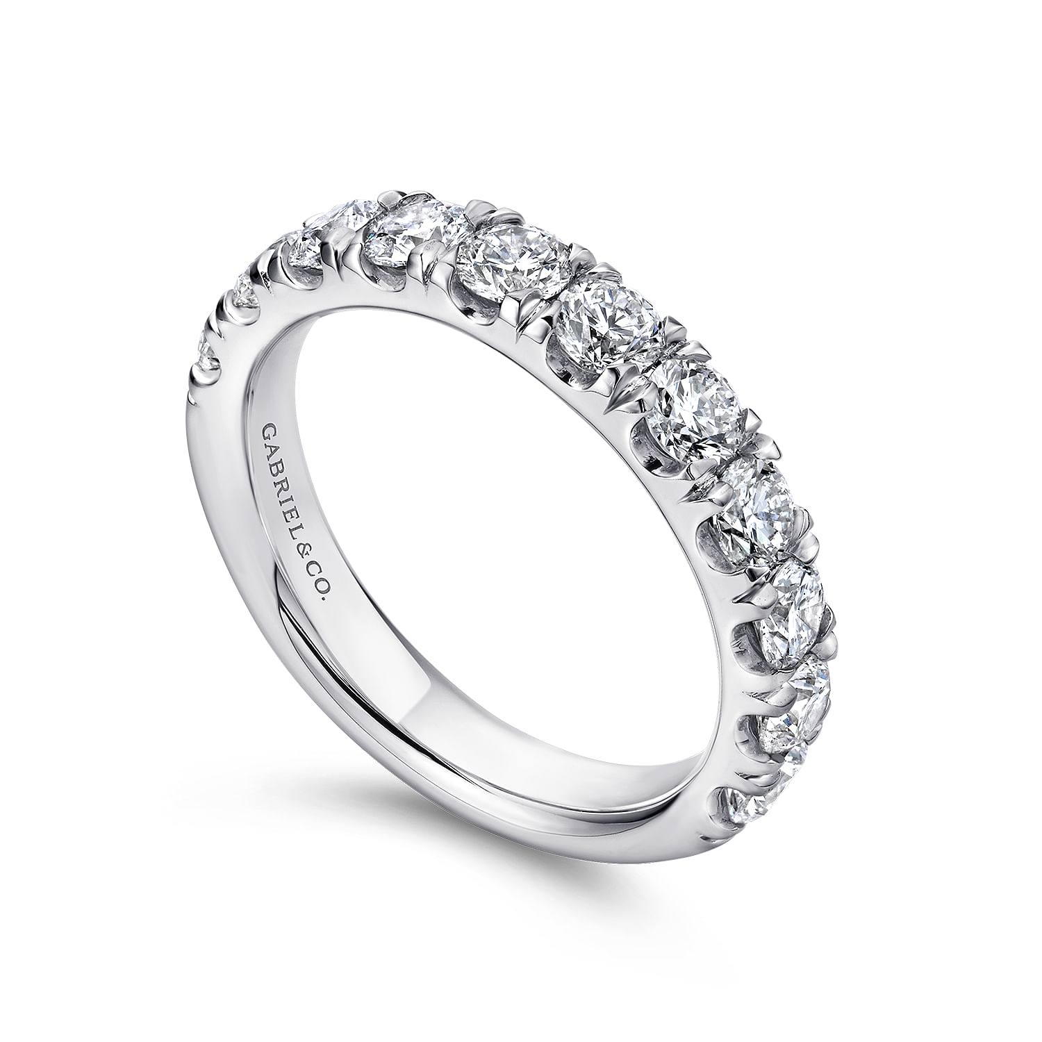 Straight Wedding Ring in Platinum with Round Natural Diamond at Gabriel & Co. - Shot 3