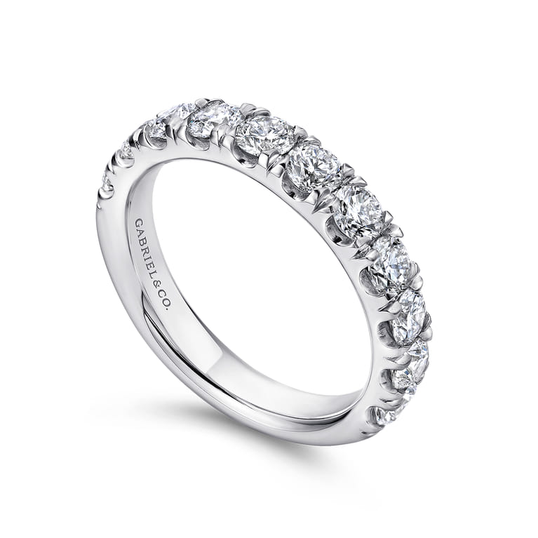 Straight Wedding Ring in Platinum with Round Natural Diamond at Gabriel & Co. - Shot 3