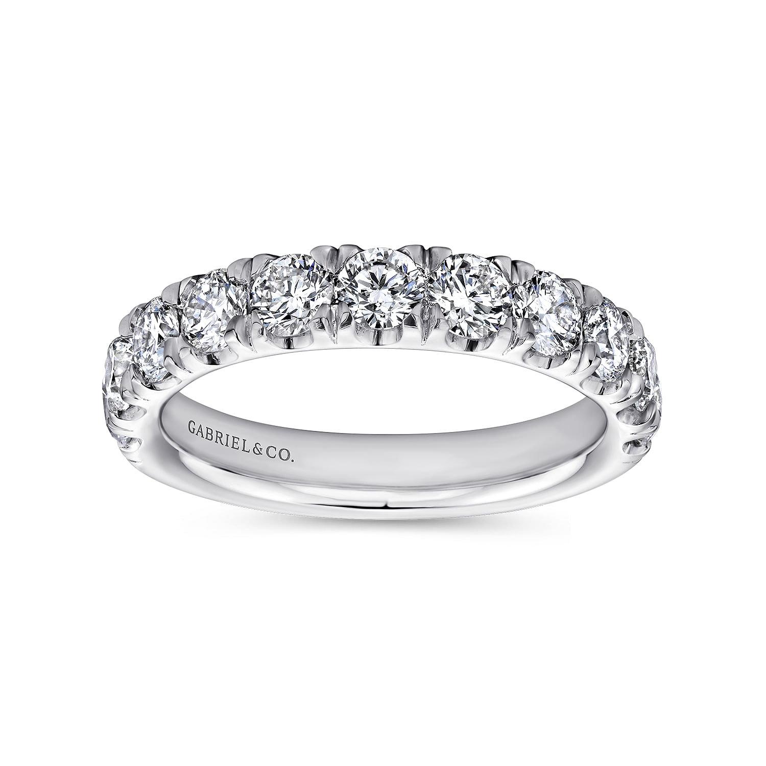 Straight Wedding Ring in Platinum with Round Natural Diamond at Gabriel & Co. - Shot 4